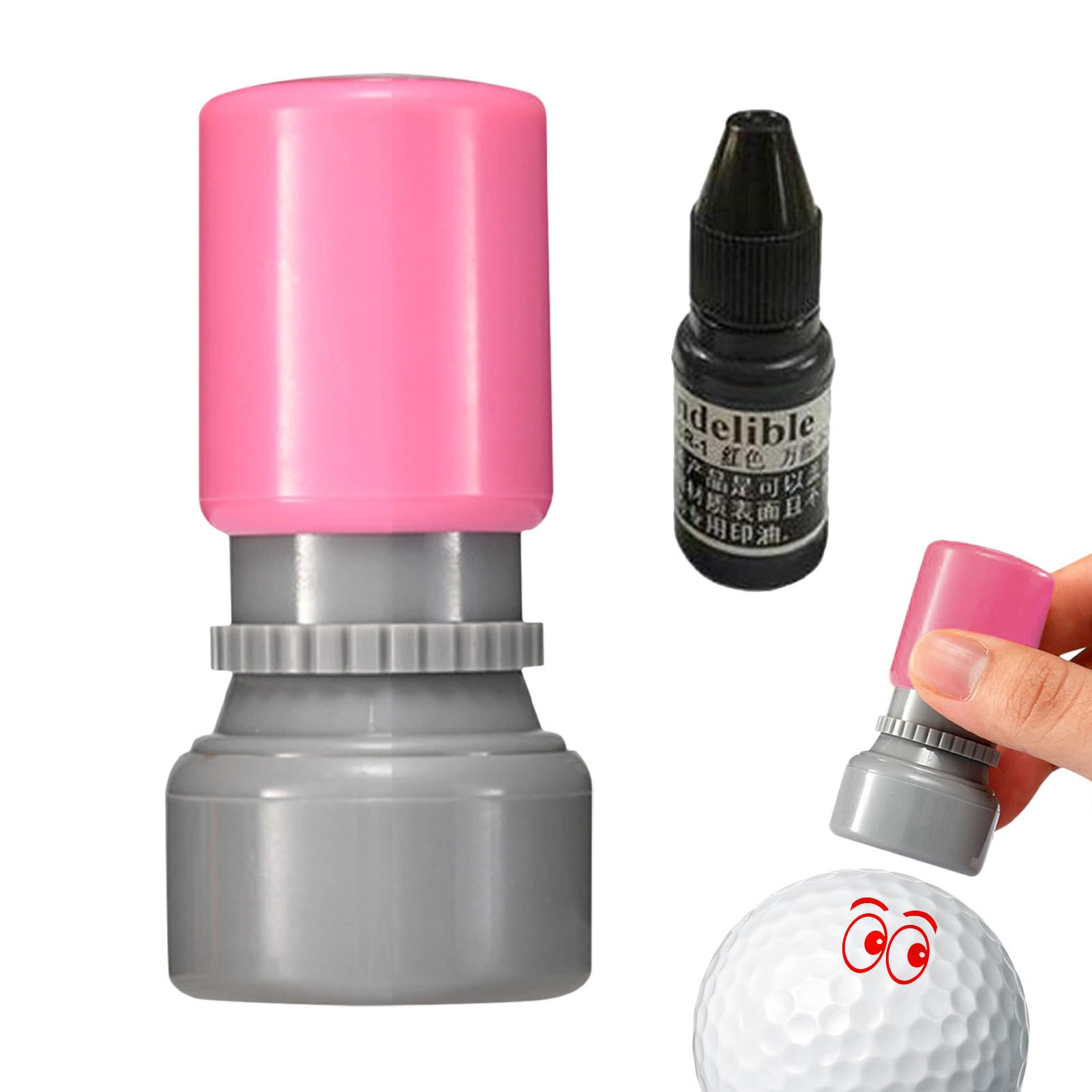 Pomurom Golf Ball Stamper with Red Ink, Golf Ball Marker, In-sect/Flower/Bull/Dog/Eyes Sports Golf Ball Stamp Marker, Personalize your Golf Balls, for Golf Lover