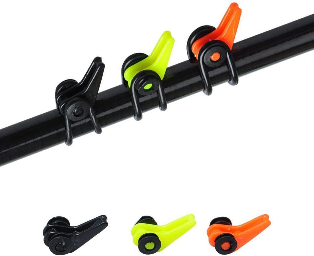 Agepoch 10pcs Fishing Pole Hook Keepers Bait Holders Easy Secure Lures Jig Hooks for Fishing Rod Multiple Color with 3 Rubber Rings Fishing Accessories Adjustable Durable