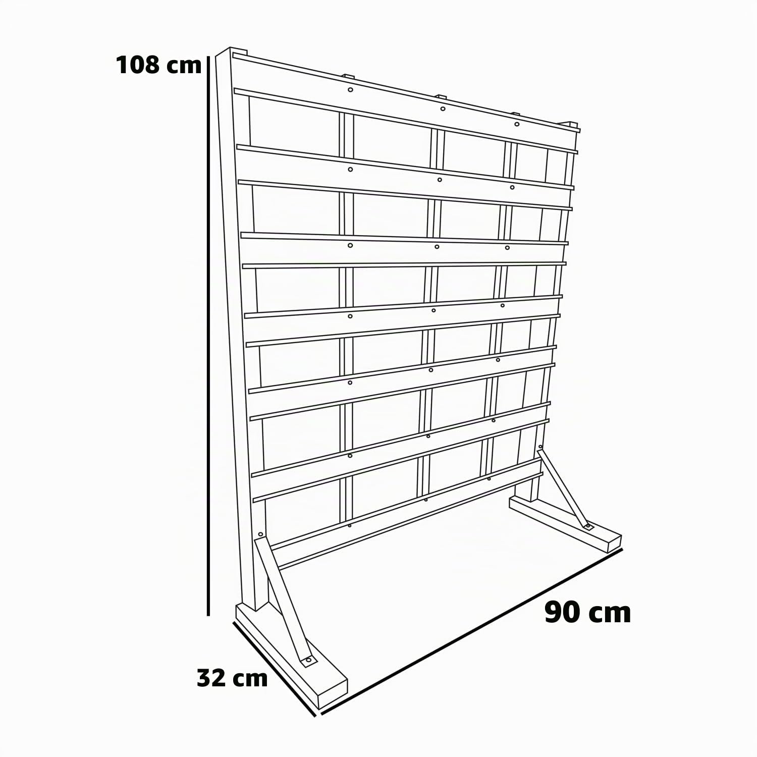 BOUDECH Pal Basic - Scaffale da garage per minuteria, porta attrezzi freestanding con 56 porta utensili