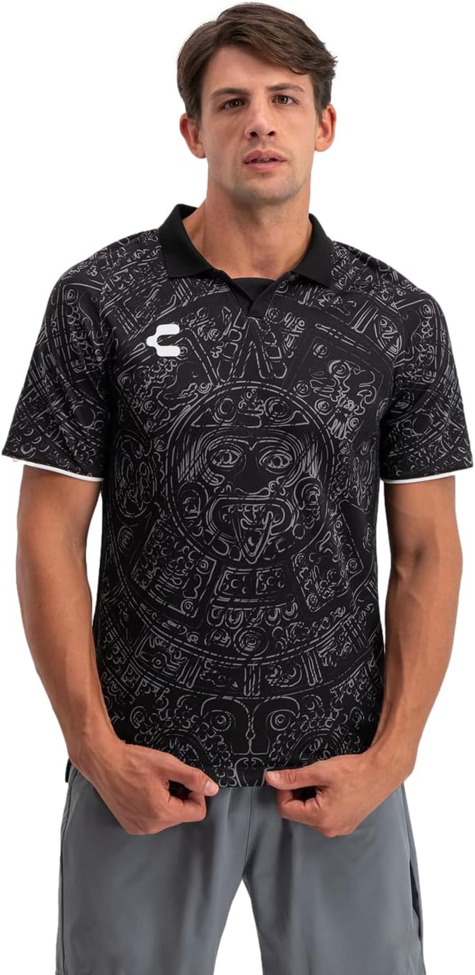 Charly Men's Soccer Mexico 24 Aztec Heritage Black & Green Jersey - Unique Design Inspired by 1998 National Team