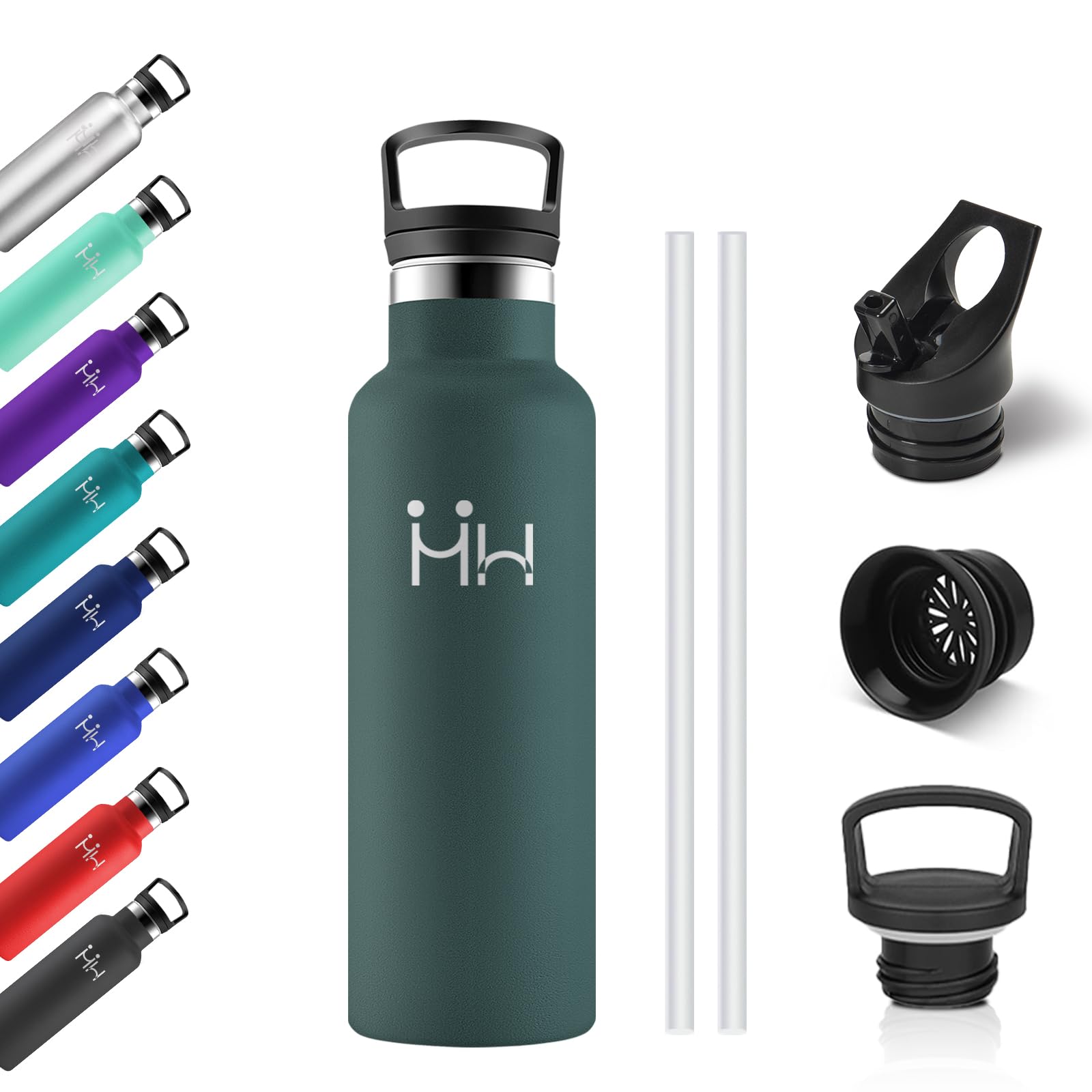 500ml Stainless Steel Water Bottle, Thermal Bottle with Straw, Double-Walled Thermal Insulation, Leak Proof, Reusable, BPA Free, Thermos for Office, Travel, Camping, Cycling