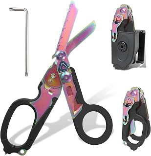 6 in 1 Multifunctional Combination Tool, Folding Retractable Emergency Shears, Outdoor Camping Tools, Seat Belt Cutter, Oxygen Cylinder Wrench, Complimentary Adjustable Wrench