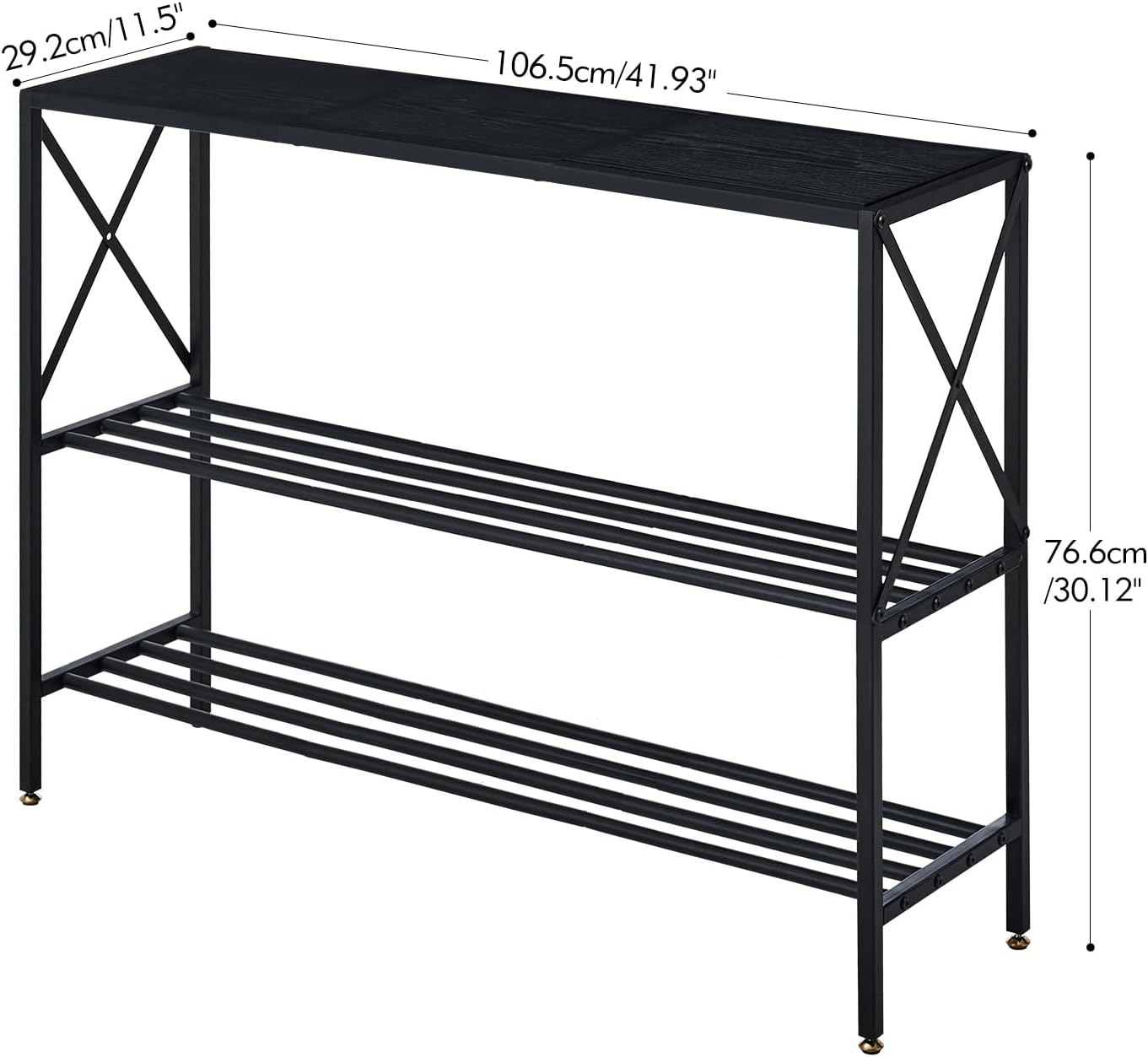 Wimarsbon Console Table,Multifunctional Sofa Side Table with Shelves,Behind Couch TV Tables with Metal Frame,Accent Display Stand for Hallway,Entrance (41.9" 3-Layer Black Frame)