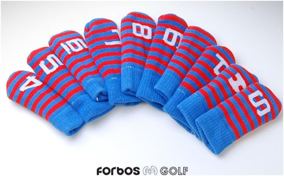 Forbos New FBSIC-F Golf Club Head Cover Iron Cover Set of 10 Blue/Red