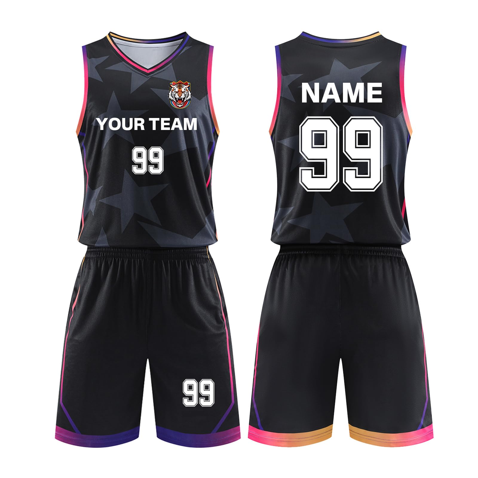 ORYG Custom Boys Girls Basketball Jerseys Personalized Adult Basketball Jersey Printed with Your Name Number Team Name Logo Black