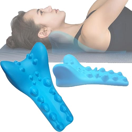 Almohada de masaje relajante de cuello y hombros con punto de masaje de espalda superior, dispositivo de tracción cervical para alivio del dolor de