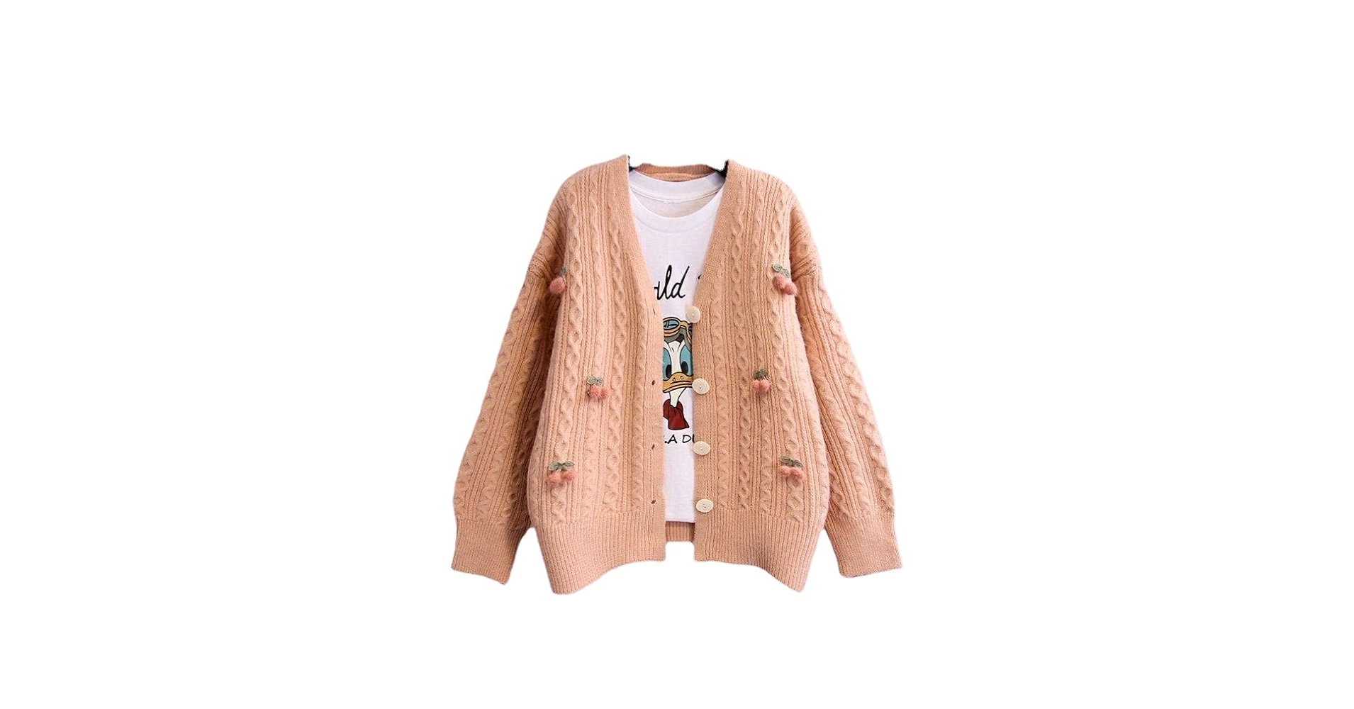 Fairycore Sweater Y2K Women Long Sleeve Knitted Cherry Decor