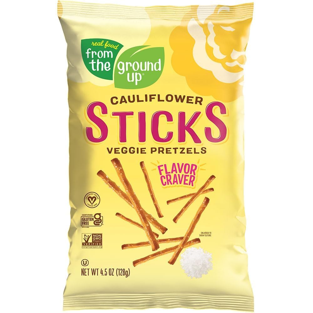 Real Food From The Ground Up Original Cauliflower Pretzel Sticks, 4.5 oz. (Pack of 6)