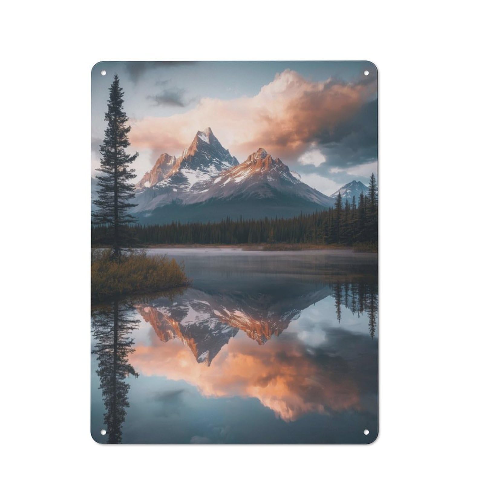 Junmoney Reflection In Rockies Classic Metal Gift Sign 40X30cm, Small Space Decor For Home, Shop, Pub Or Studio Wall