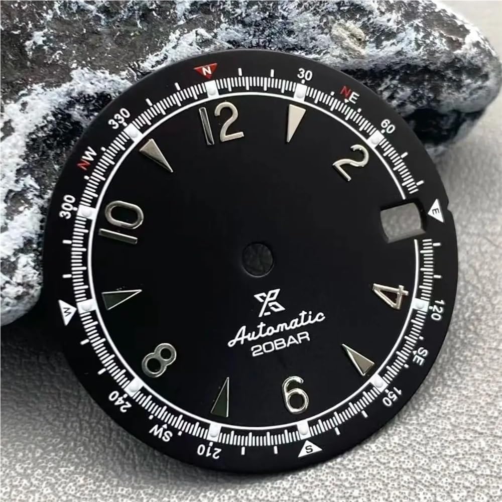 Quadrante retrò orologio verde opaco da 28,5 mm con lancette verdi luminose