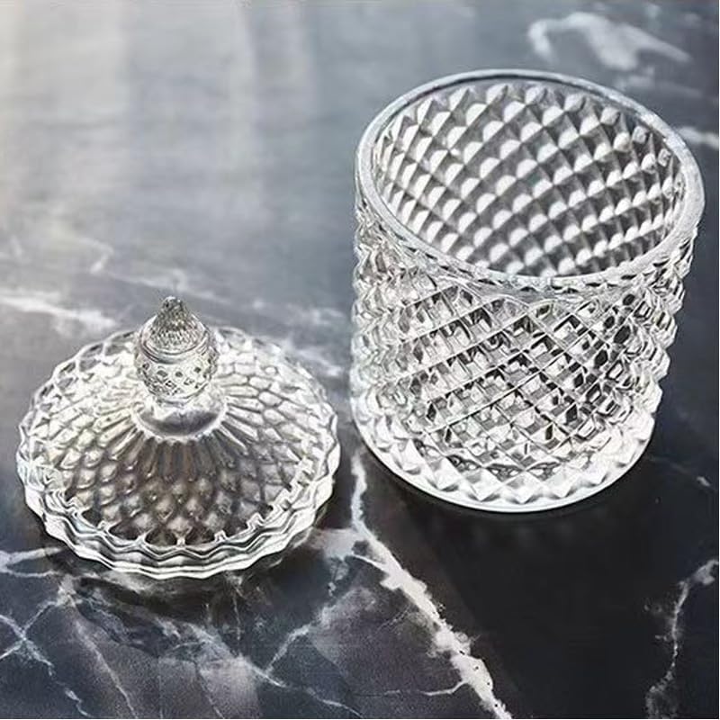 Glass Jars Food Storage Organizer Container Candy Storage Box Clear Surge Dish Vanity Canister Jar Glass with Lid Clear Jewelry Storage Jar