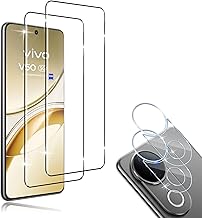 Screen Protector Compatible with Vivo V50 / V50e 5G Tempered Glass, 2 + 2 Pieces Screen Protectors [3D Full Coverage] + Camera Protector, 9H Hardness HD Anti-Scratch