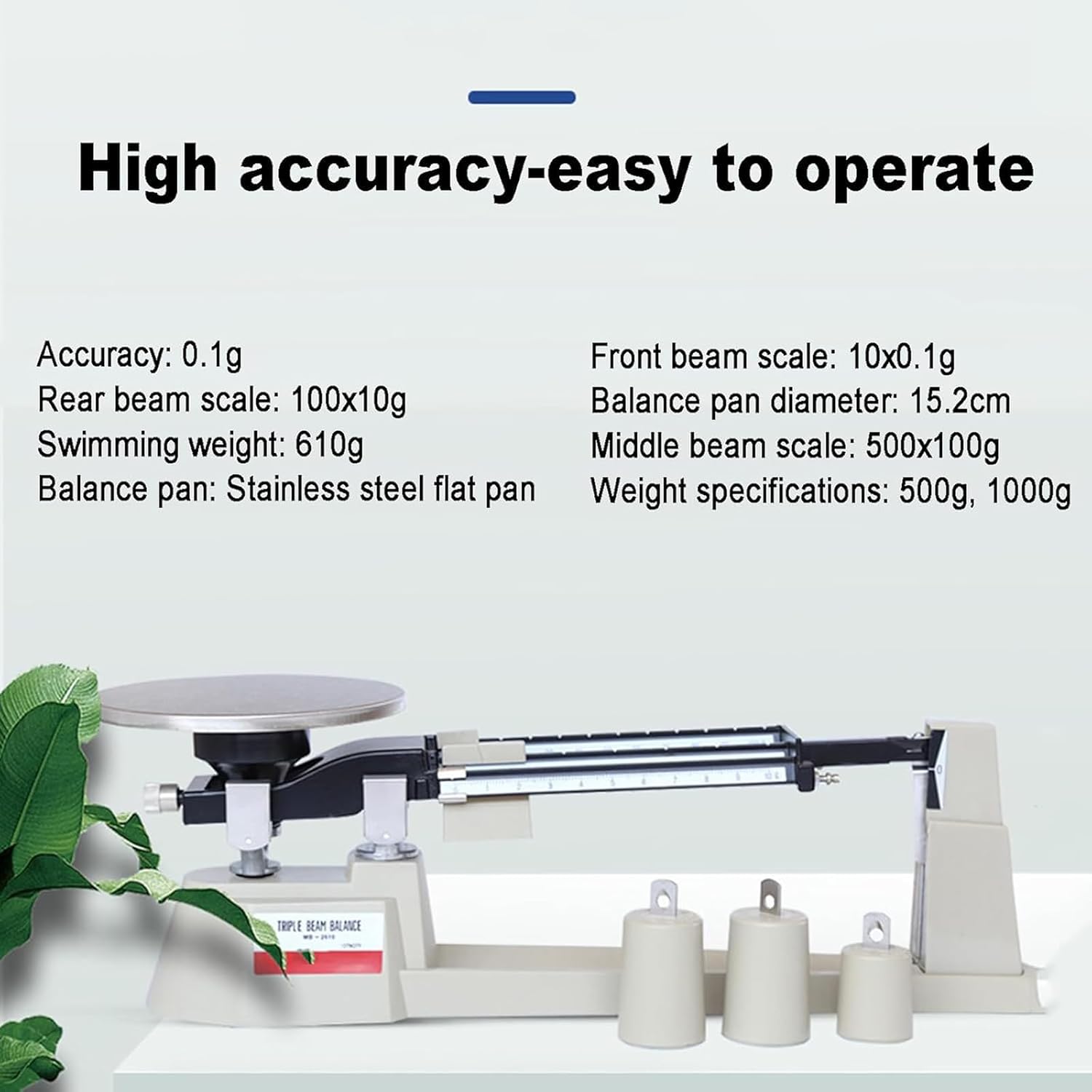 Precise Mechanical Balance Scale with Weights, Balance Scale Tray, Accuracy 0.1g and Weighing Range 0.1g-2610g, Clear and Sharp Scale, Not Easy to Rust and Deform, for Lab, Classroom, Kitchen