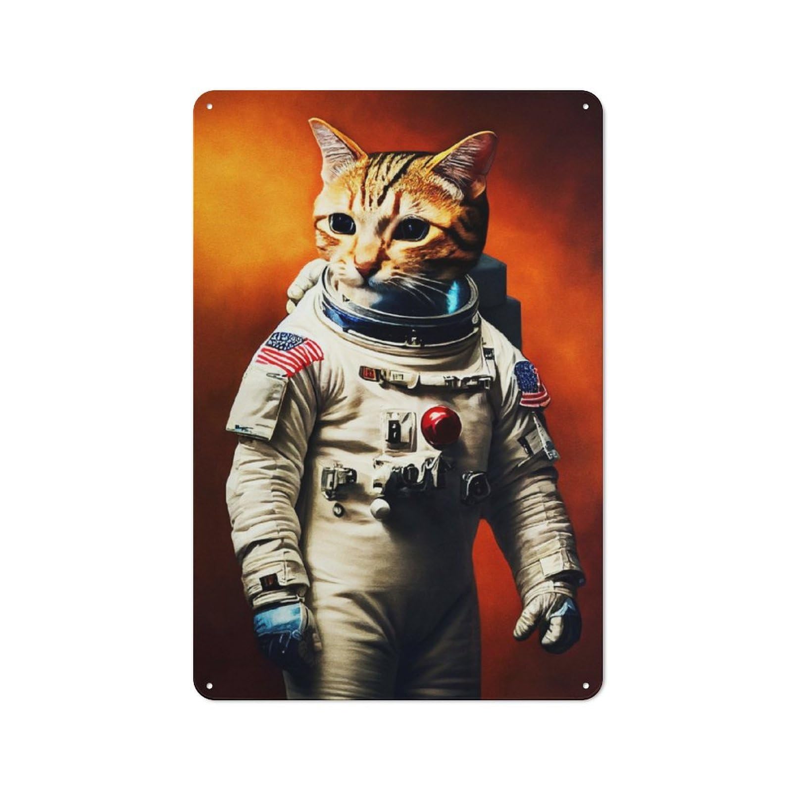 Junmoney Astronomy Cat Tin Sign 30X20cm With For Café Or Home Bar, Retro Decor, Gift For Café-Style Decor Fans During The Christmas Season
