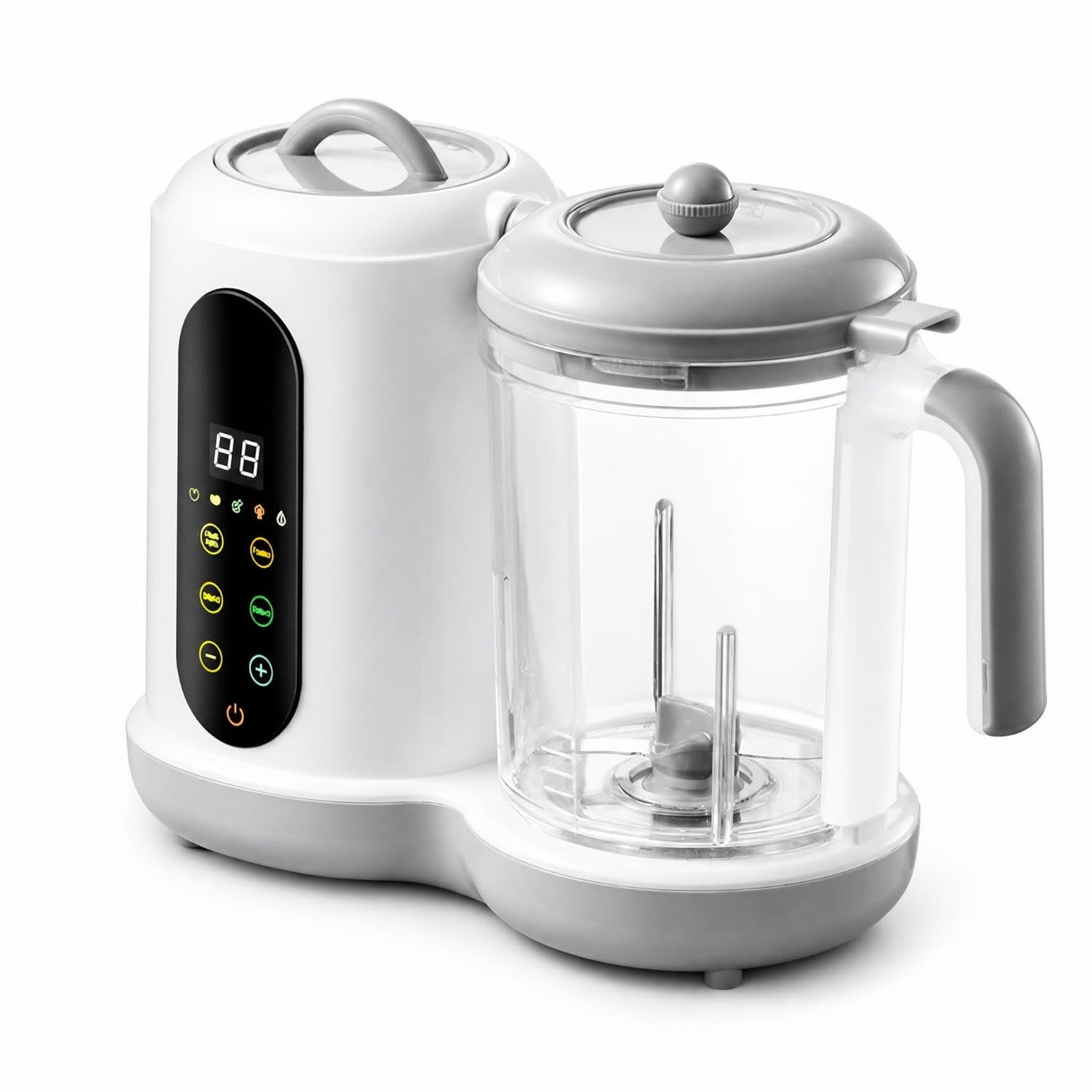 Steaming Infant Food Processor Steamer Transparent Jug Infant Food Steamer Blender Digital Display Puree Maker Touch Buttons for Parents, Babies, Eu Plug|Food Grinders & Blenders|Baby-image-13