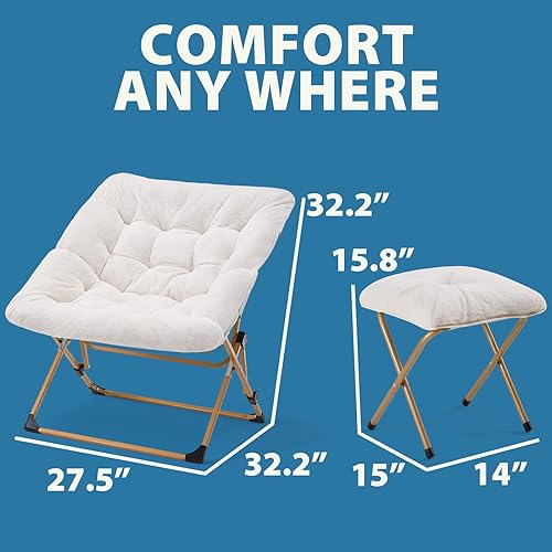 Miniatura 2 de OAKHAM Cómoda silla para adultos, suave piel sintética plegable para dormitorio, sala de estar, dormitorio, silla de lectura flexible para