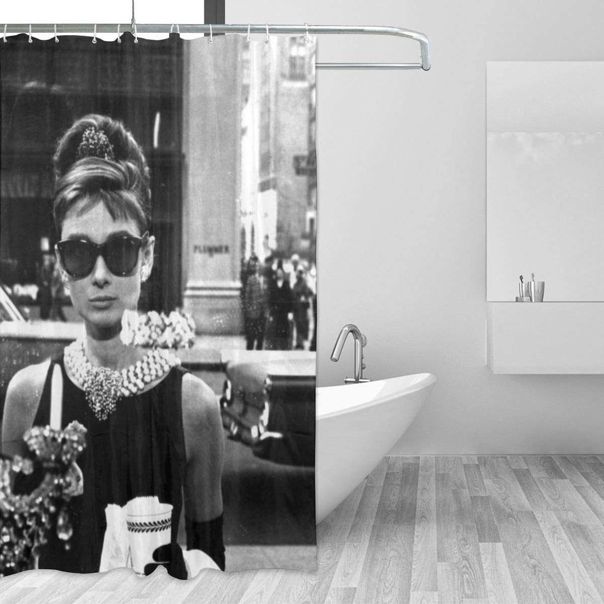 DressYourHome Inc Personalized Custom Shower Curtain，Audrey Hepburn Shower Curtain，60 W X 72 L Inches