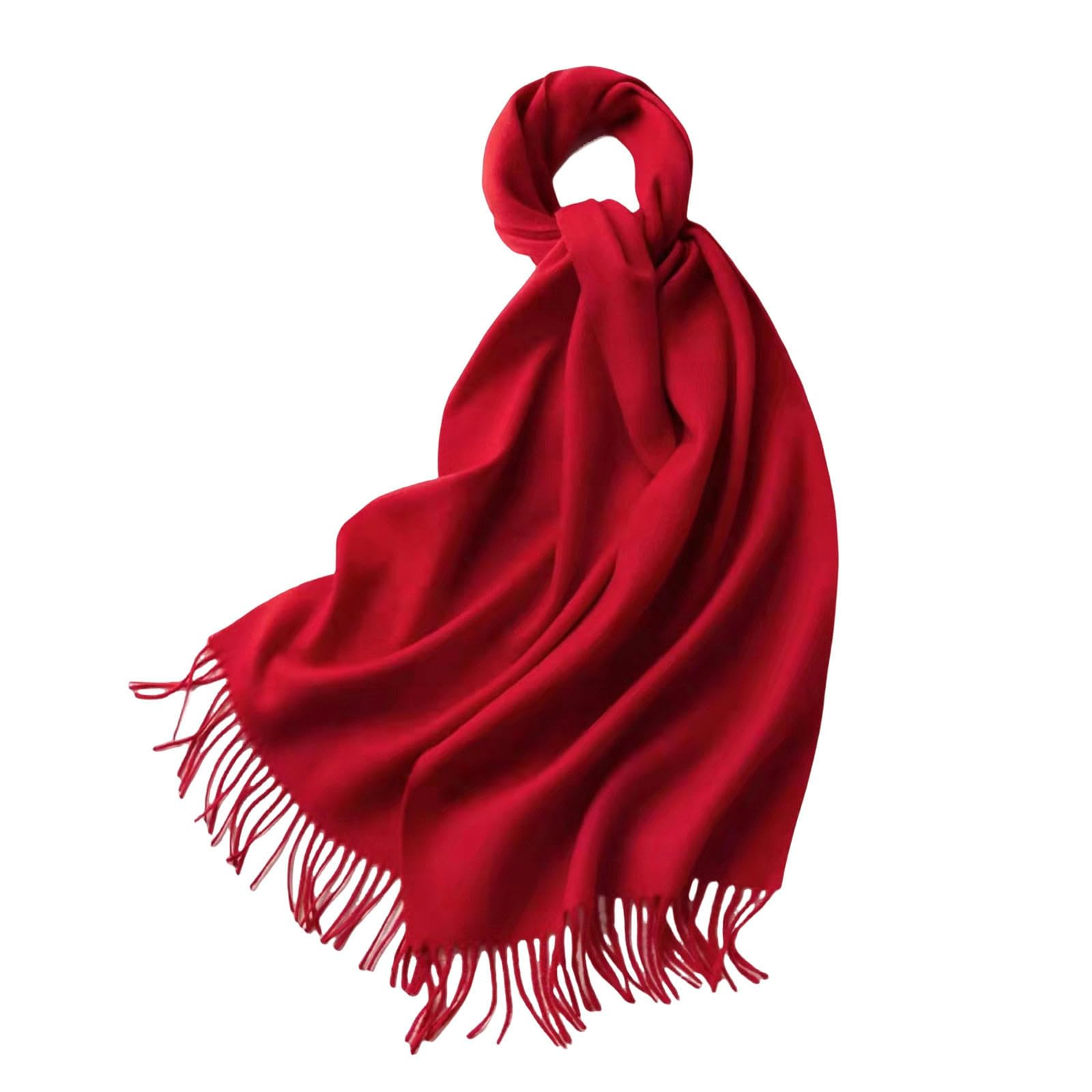Sciarpa Donna Sciarpa da Donna in Lana Premium - Sciarpe E Impacchi per Donne Autunno Inverno, Sciarpa Rossa Spessa E Accogliente Sciarpa-rosso-32 * 180 Cm