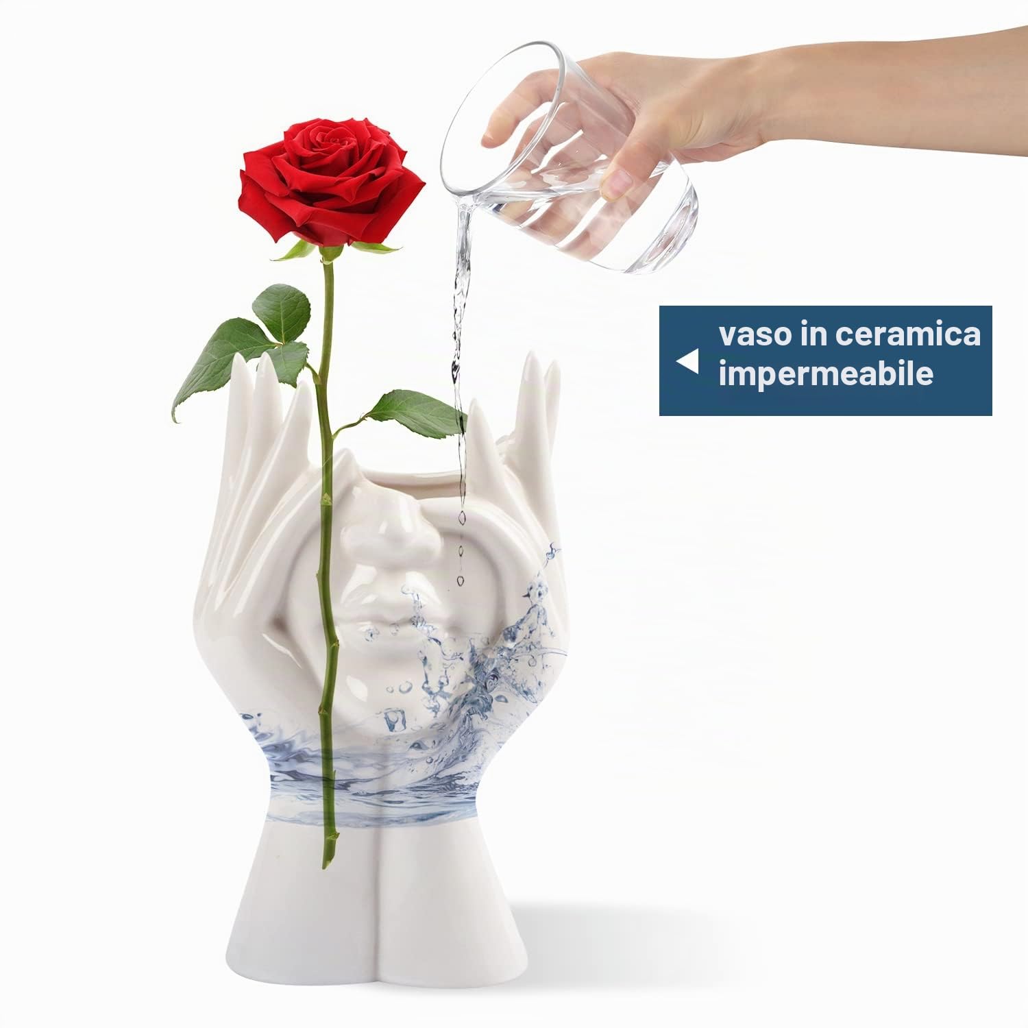 CEMABT Vaso per il Viso e Scrivania a Forma Femminile in Ceramica - Ideale per Scaffalatura, Decorazione Moderna da Tavolo, Semi-Faccia (Stile-B)