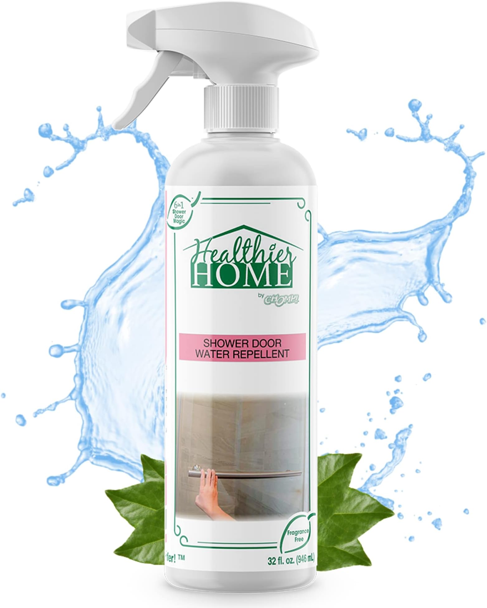 Shower Door Water Repellent: Healthier Home ShowerDoorMagic 6 in 1 Hard Water Stain Preventer for Glass, Fiberglass, Tile & More- Spot, Soap Scum, Calcium & Limescale Prevention 32 oz.