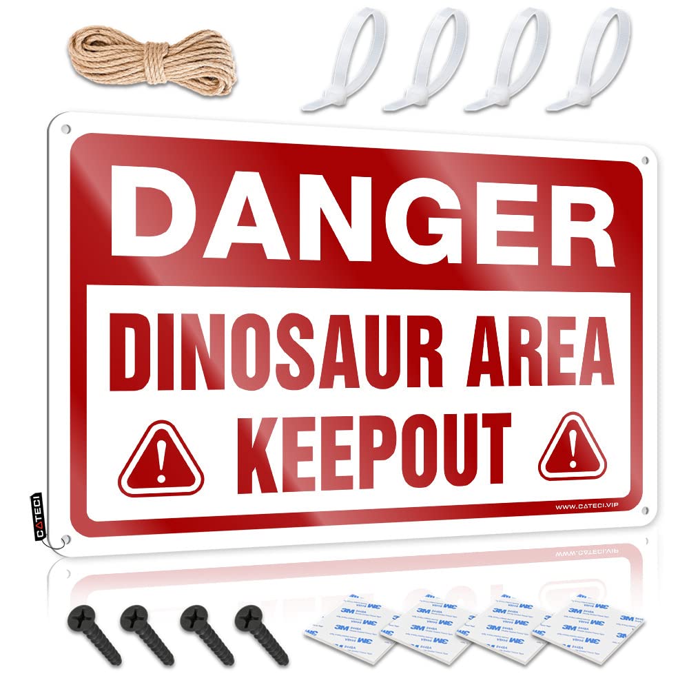 Funny Kitchen Tin Signs Danger Dinosaur Area Keep Out Sign Mancave Signs And Decor Man Cave Funny Signs(30X40CM)