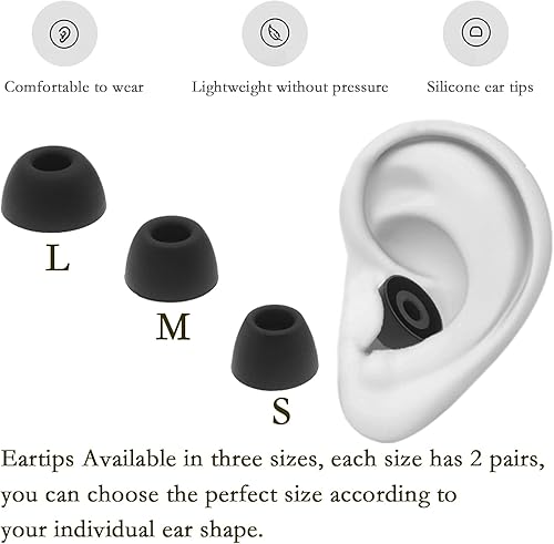 Miniatura 5 de Puntas de repuesto para auriculares compatibles con Samsung Galaxy Buds 2 Pro Puntas de goma de silicona SML (negro) 6 pares