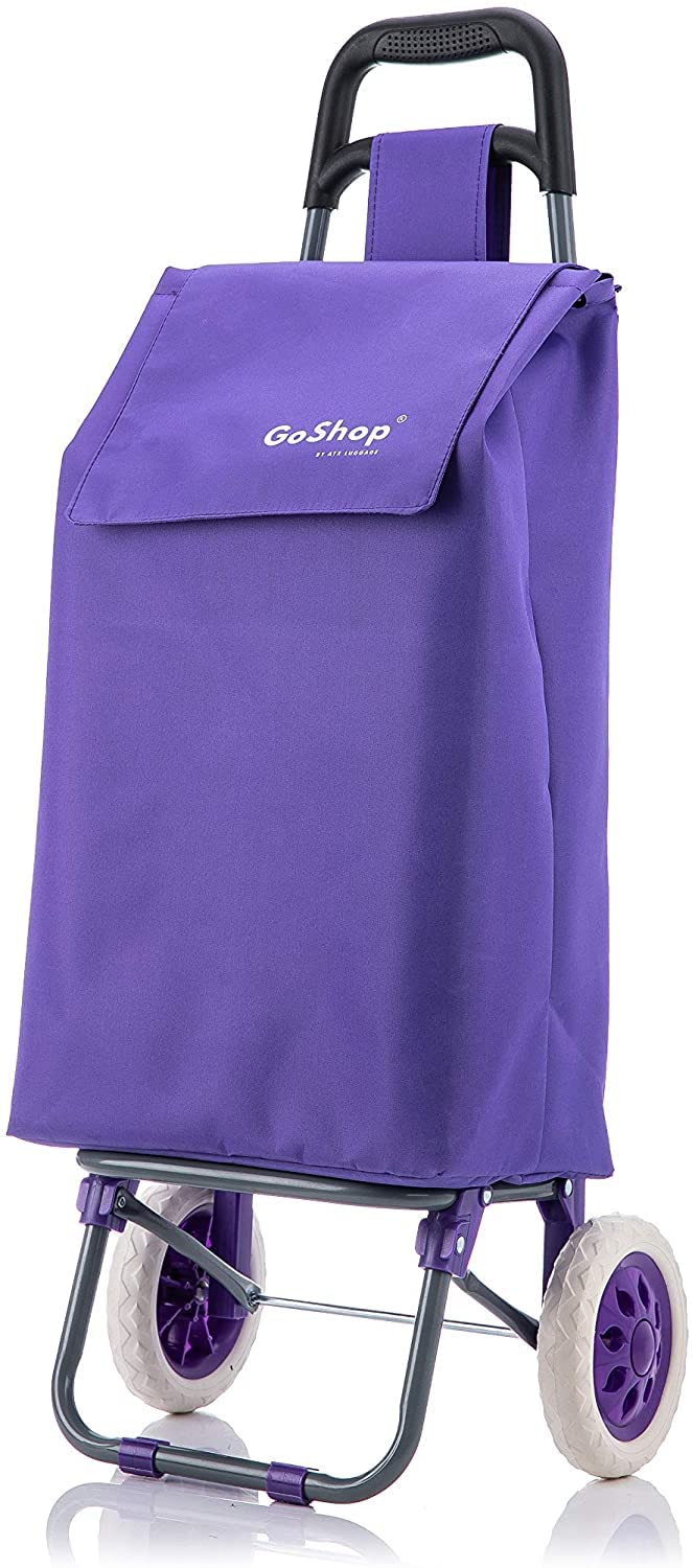 Atx Luggage Est. 1991 Purple Premium 59L Lightweight Shopping Trolley, Hard Wearing & Foldaway Trendy Folding/Collapsible Push/Pull Carts For Easy Storage With 2 Strong Wheels (59L, )