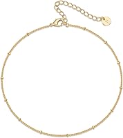 PAVOI 18K Gold Plated Dainty Chain Anklets for Women - Snake Figaro Mariner Styles - Hypoallergenic Beach Jewelry Gifts