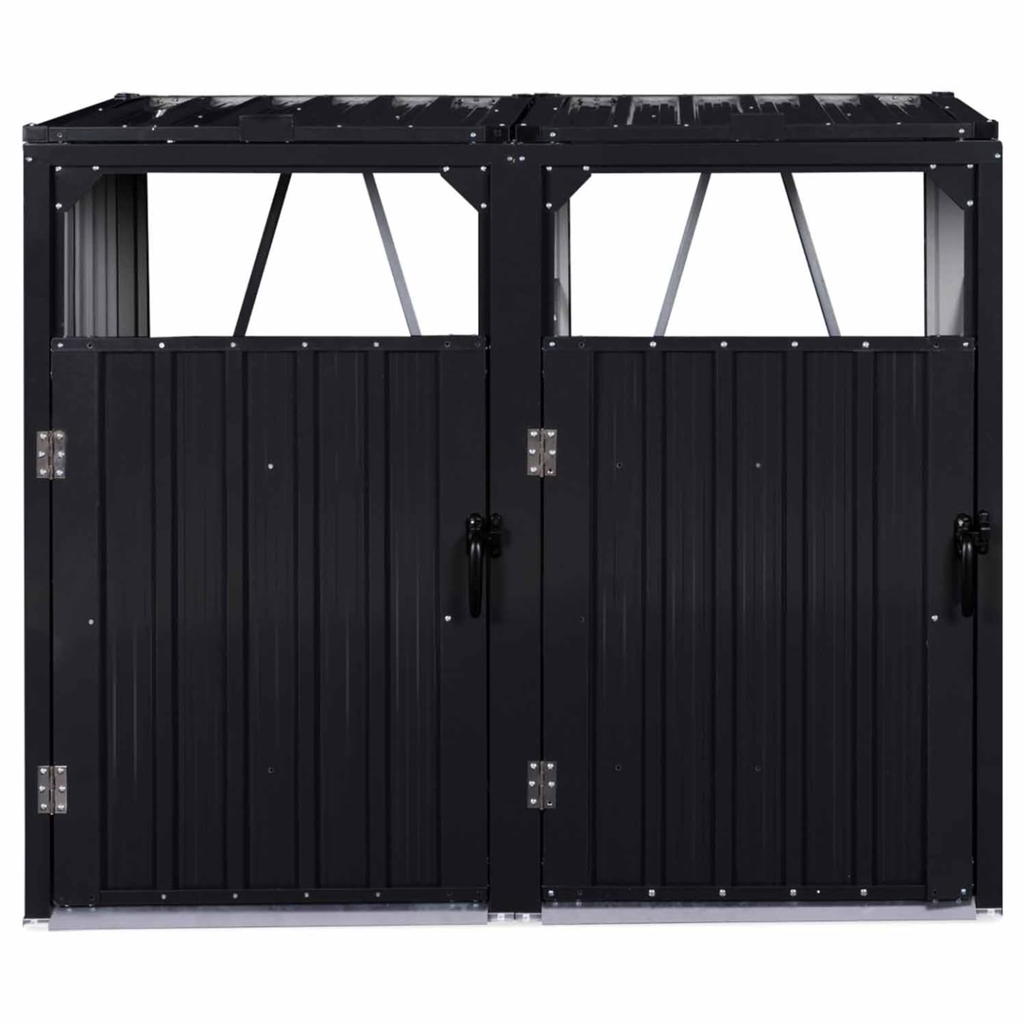 IDMarket - Cache Poubelle Double en Acier Gris Anthracite