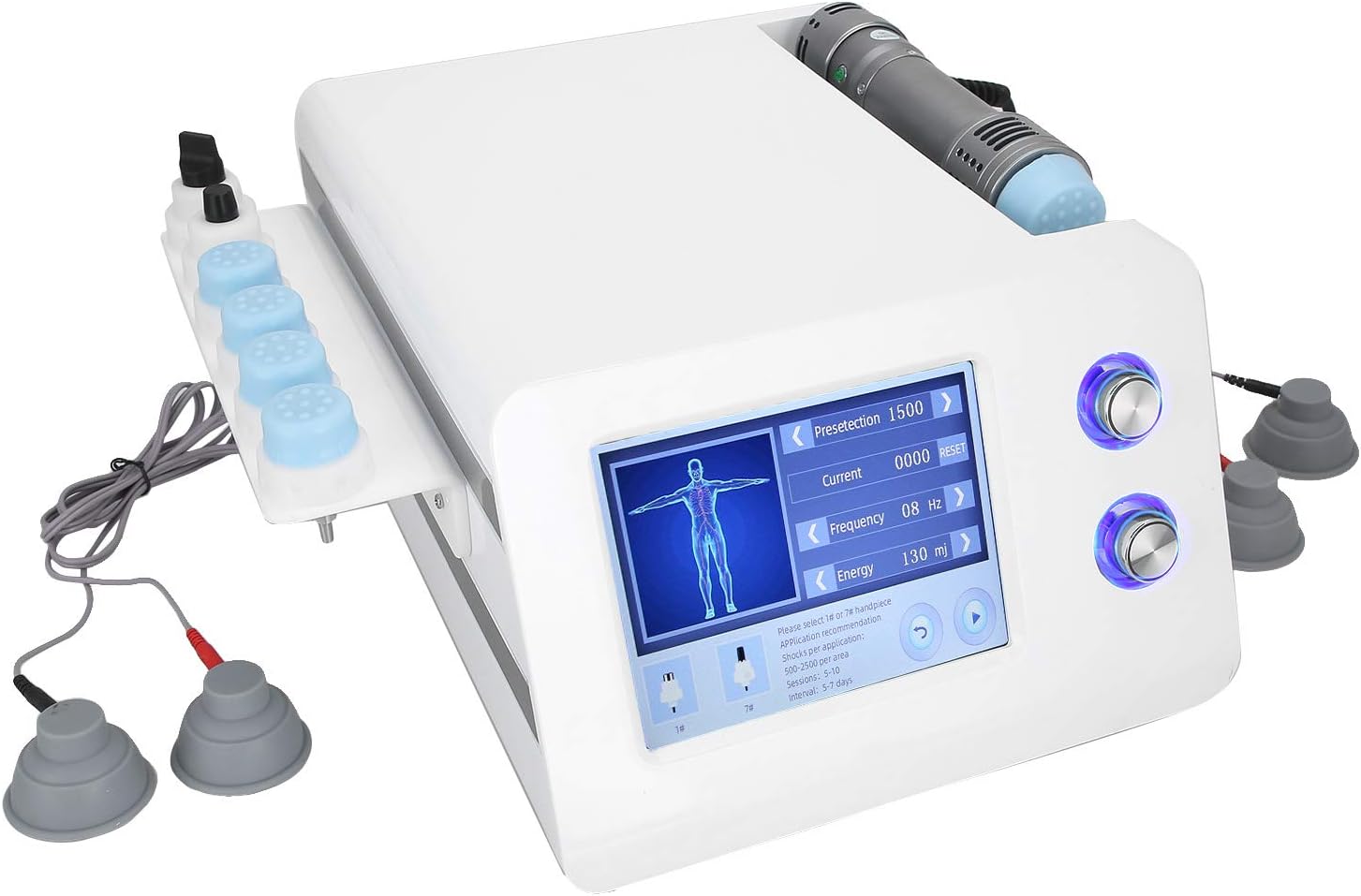 AUDBUA ED Shockwave Therapy Machine, 180W 7 Massage Heads 250MJ Energy Extracorporeal Shock Wave Therapy Machine 16 Frequency Gears Deep Tissue Percussion Body Relax Muscle Pain Relief Massager(US)