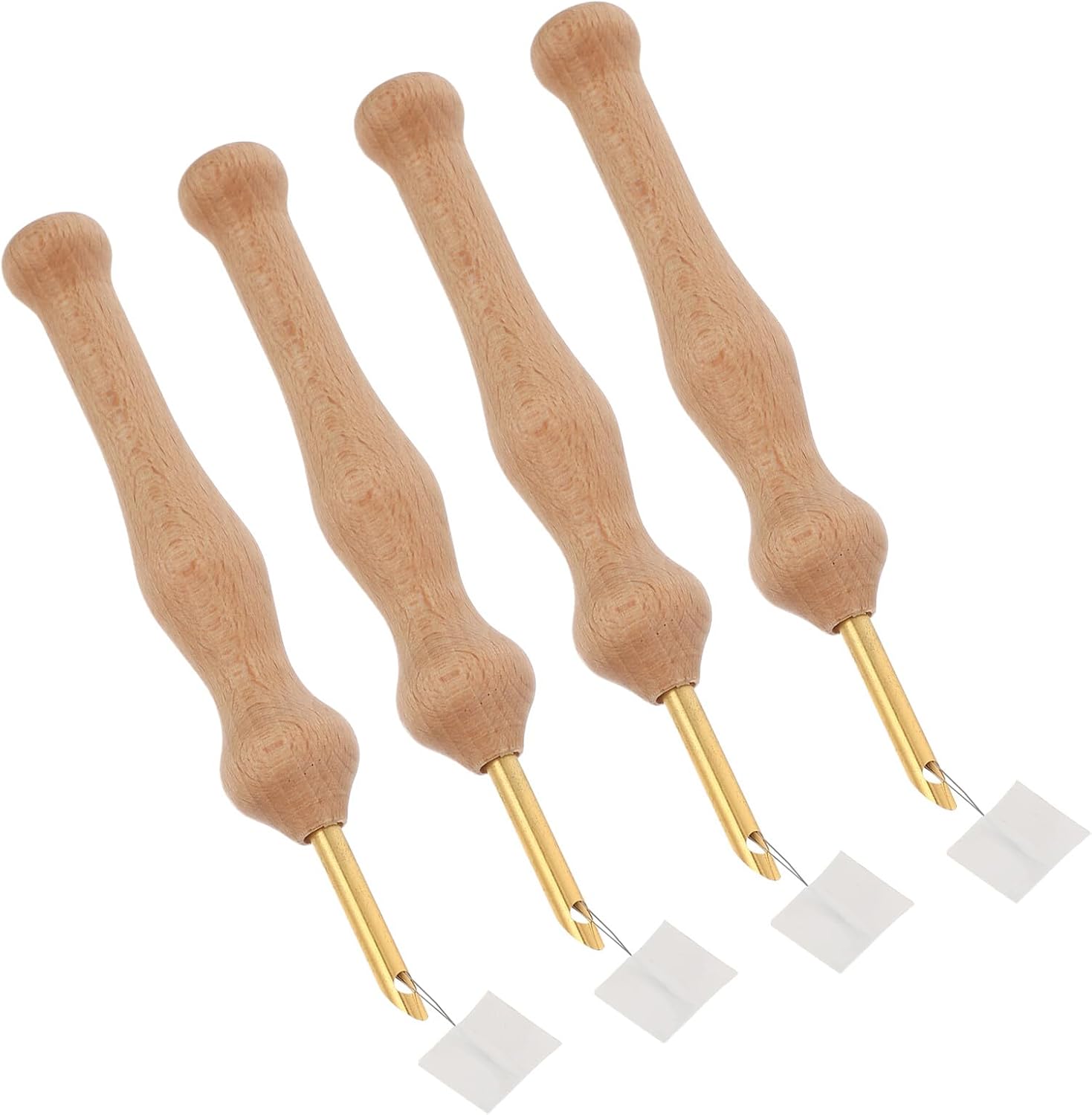 Alipis 8pcs Wooden Handle Punch Needle Embroidery Set with Threaders for DIY Craft Stitching and Hand Sewing Supplies