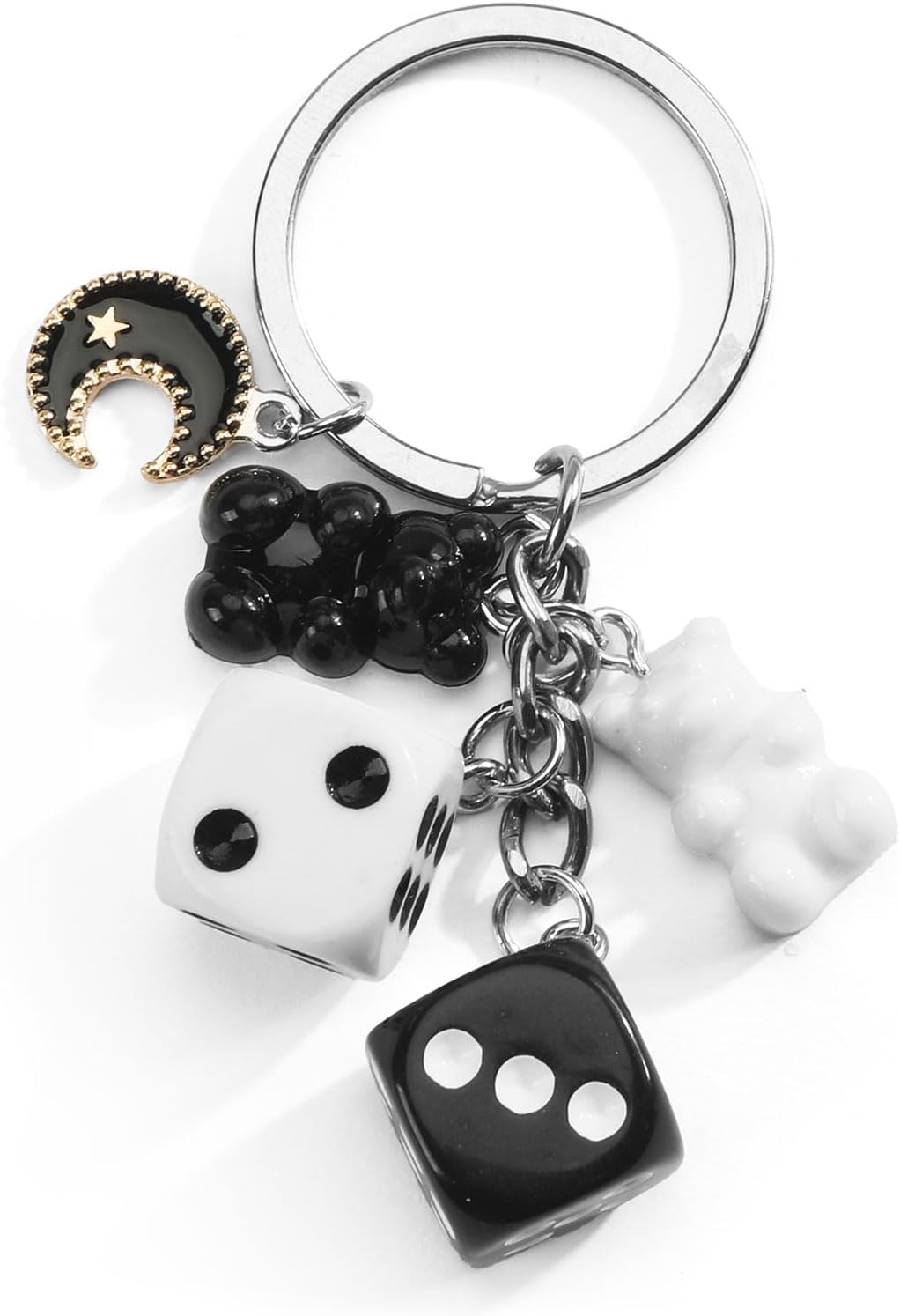 Three-Dimensional Cube Keychain, Bear and Moon Charm Keychain, Gift for Friends, Girlfriend, Suitable for Travel, Retirement, Inspirational Birthday Gift
