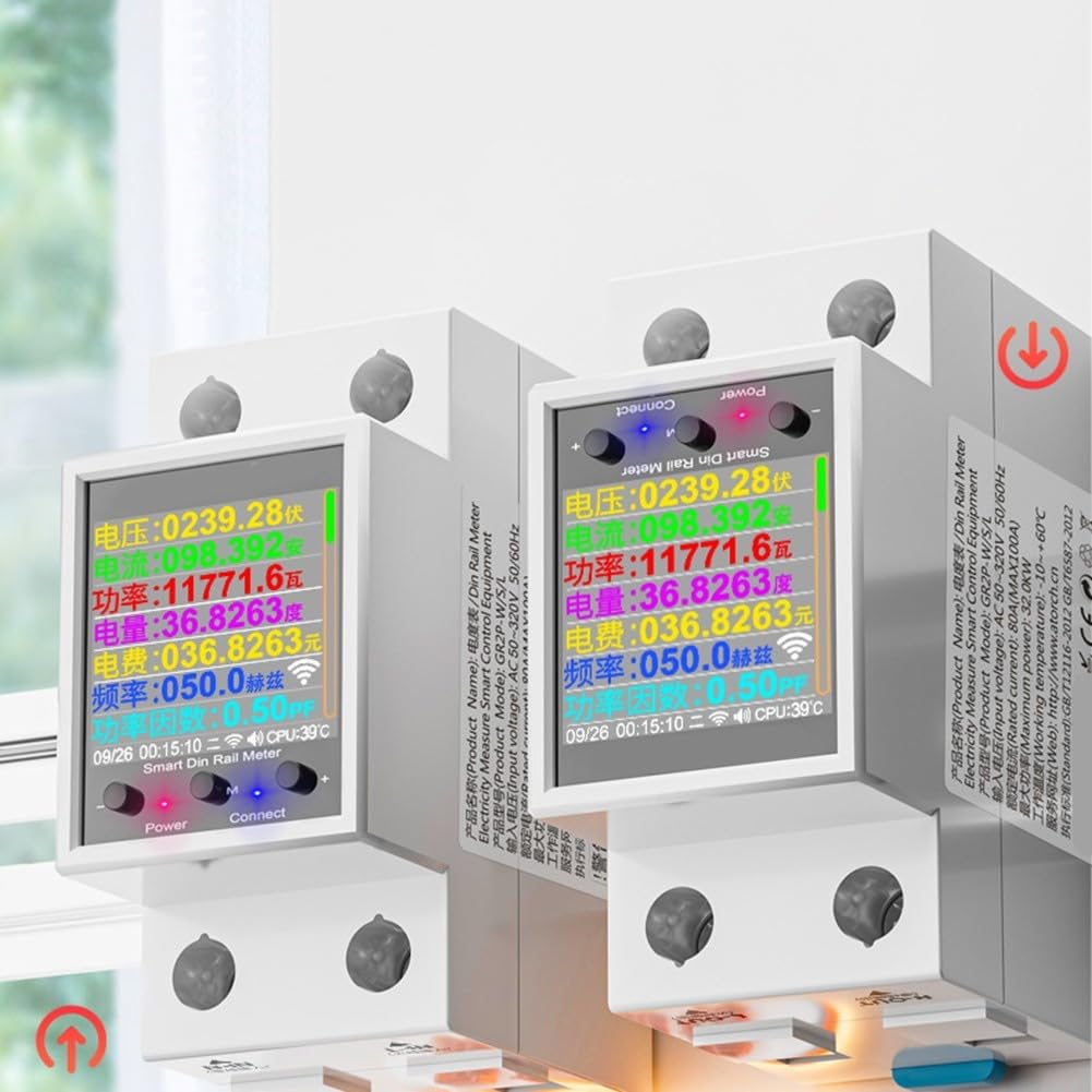 Instrumento montado en riel Gr2pw 100A, interruptor de relé de protección contra sobretensión de electrodomésticos de 50-60 Hz, utilizado para hogar inteligente (interruptor WiFi)