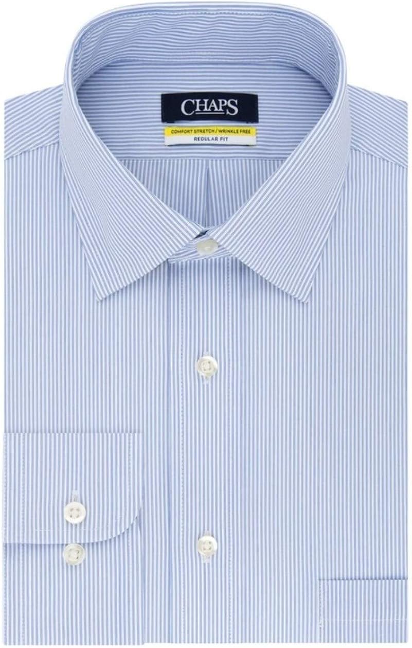 Chaps Men's RegularFit Stretch Collar WrinkleFree Dress Shirt Blue