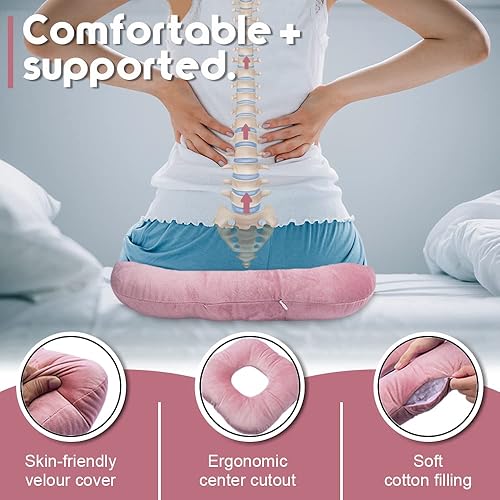 Miniatura 2 de Cojín de asiento de almohada de dona de relleno  para dolor de coxis y coxis, hemorroides, úlceras de cama, embarazo, próstata, recuperación de
