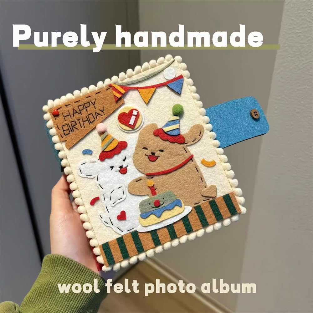 NYSDM Ręcznie robiony wełniany filcowy album na zdjęcia Kompaktowy 3-calowy schowek na zdjęcia, idealny prezent urodzinowy, biały prostokątny scrapbooking