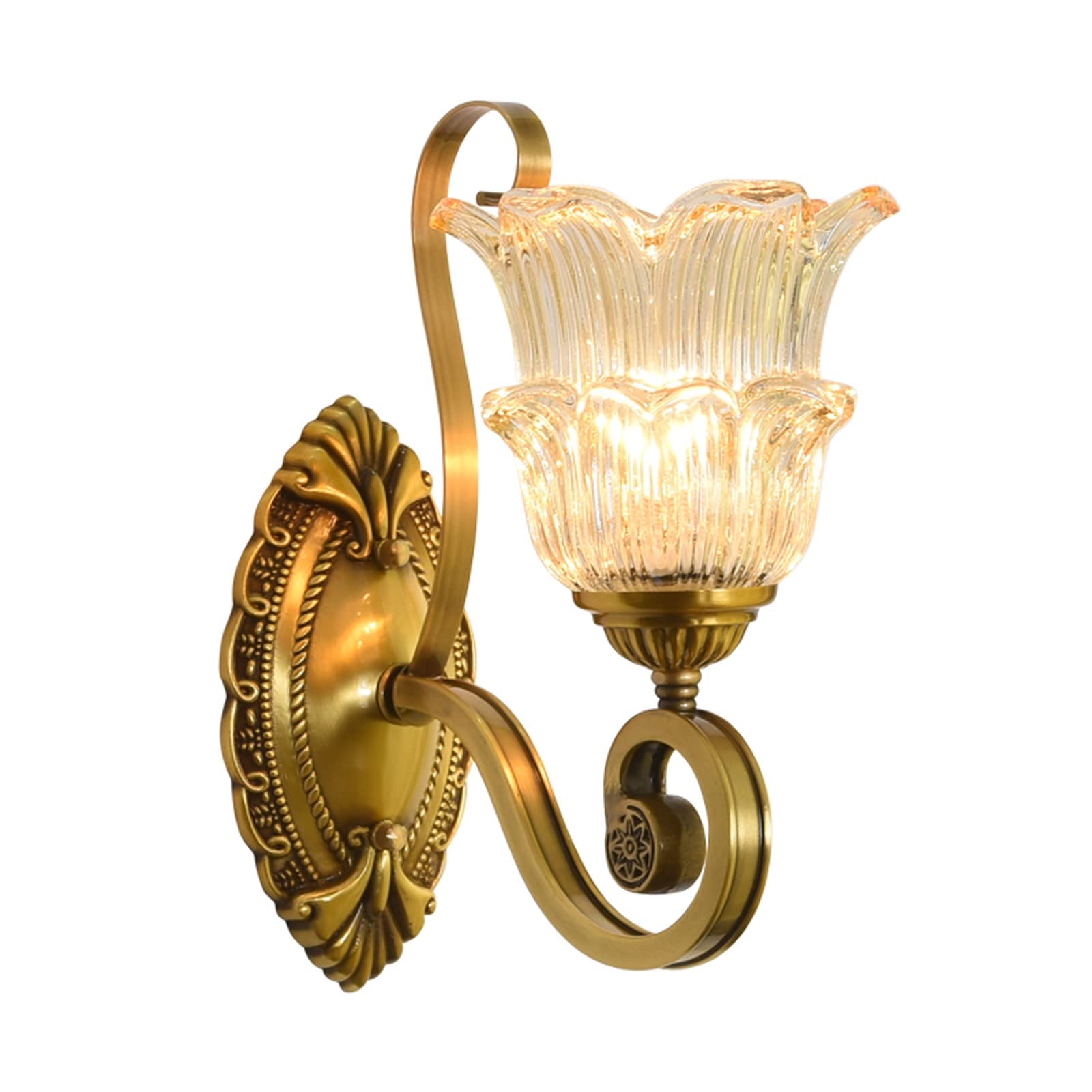 YNIYUJKL Wall Lamp, Wall Lamp Copper Retro Wall Lamp Glass Lampshade Indoor Wall Nordic Style Bedside Wall Sconce Decorative For Home Porch Restaurant Nightlight Wall Mount L