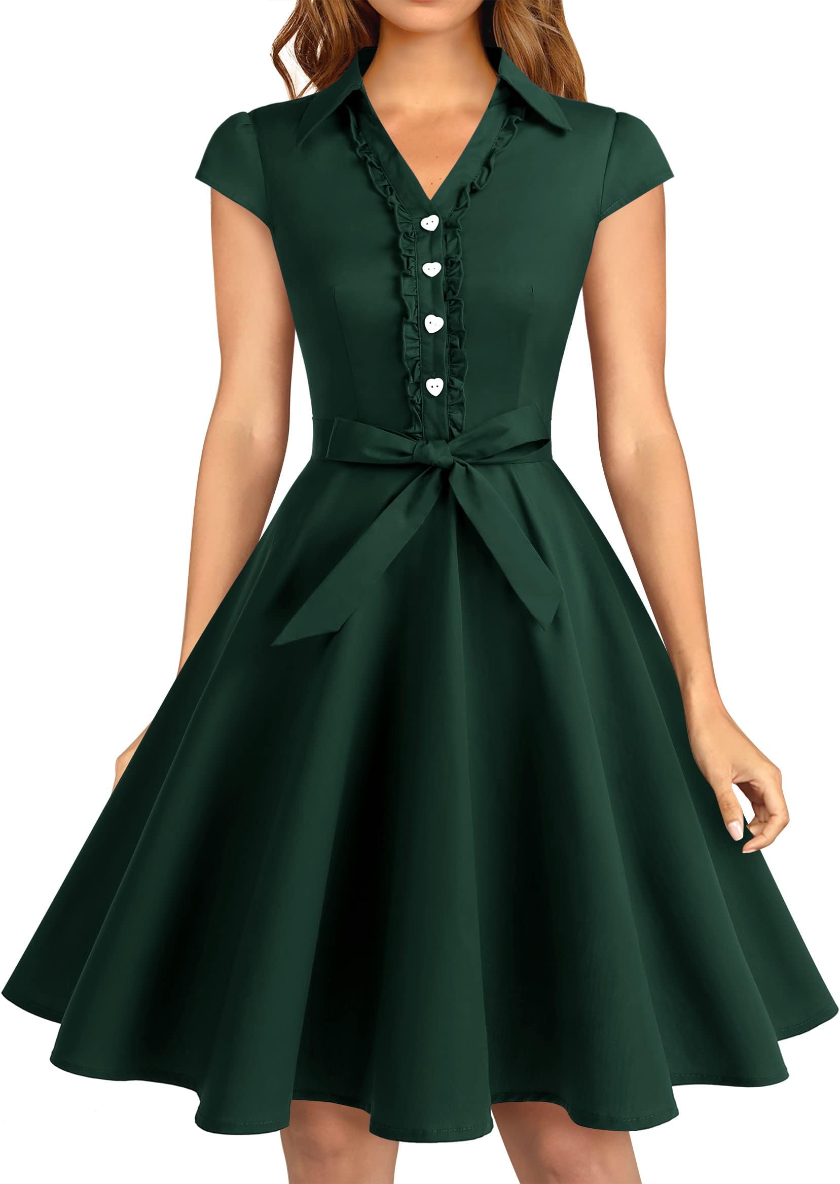 Wedtrend Women's 1950s Retro Rockabilly Dress Cap Sleeve Vintage Swing Dress