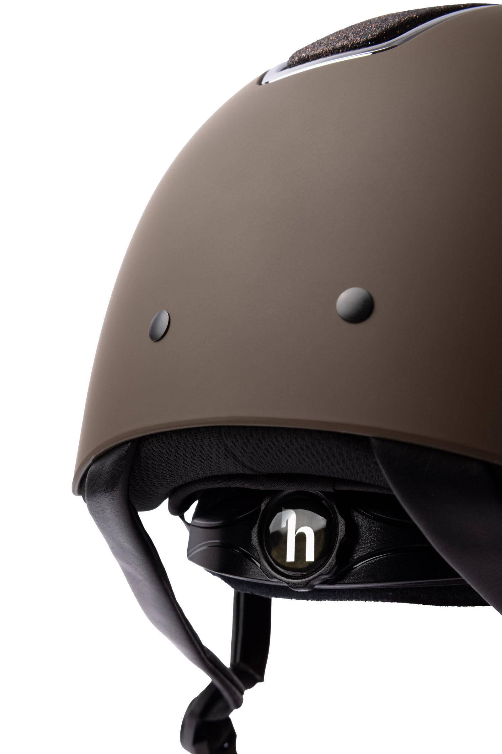 Horze Damen Reithelm Monarch Metallic Glitzer, CE EN 1384:2023, größenverstellbarer Reiterhelm, Braun, 52/54