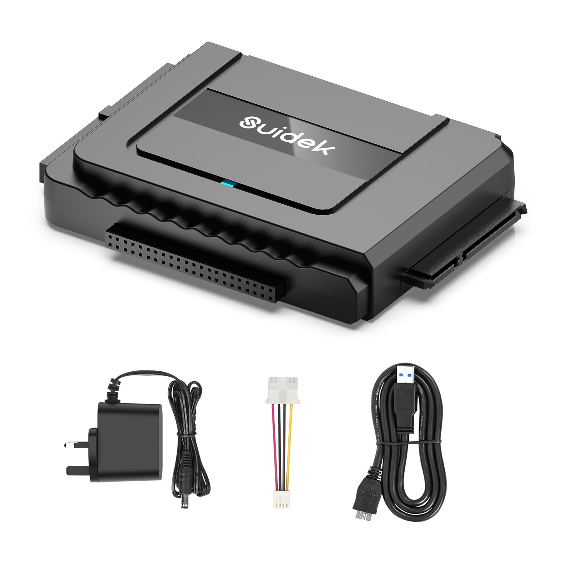 SUIDEK USB 3.0 to IDE SATA Converter - External IDE Hard Drive Reader for Universal 2.5 3.5 inch HDD/SSD Hard Drive Disk, IDE SATA to USB C Adapter Kit with 12V/2A Power Adapter