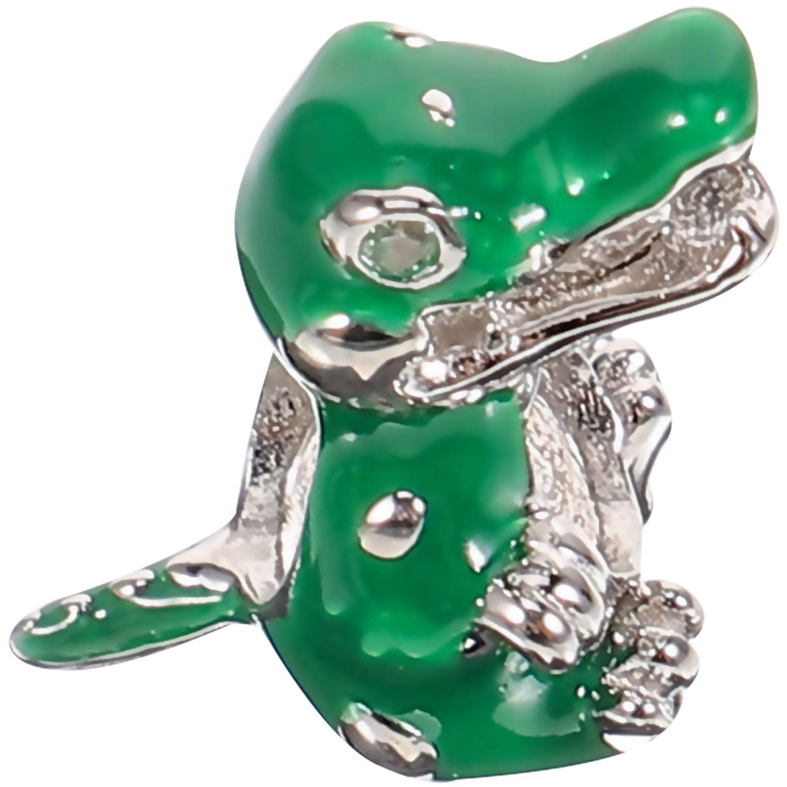 Ciondolo DIY Bracciale Piccolo Coccodrillo Argento in Verde, Bead
