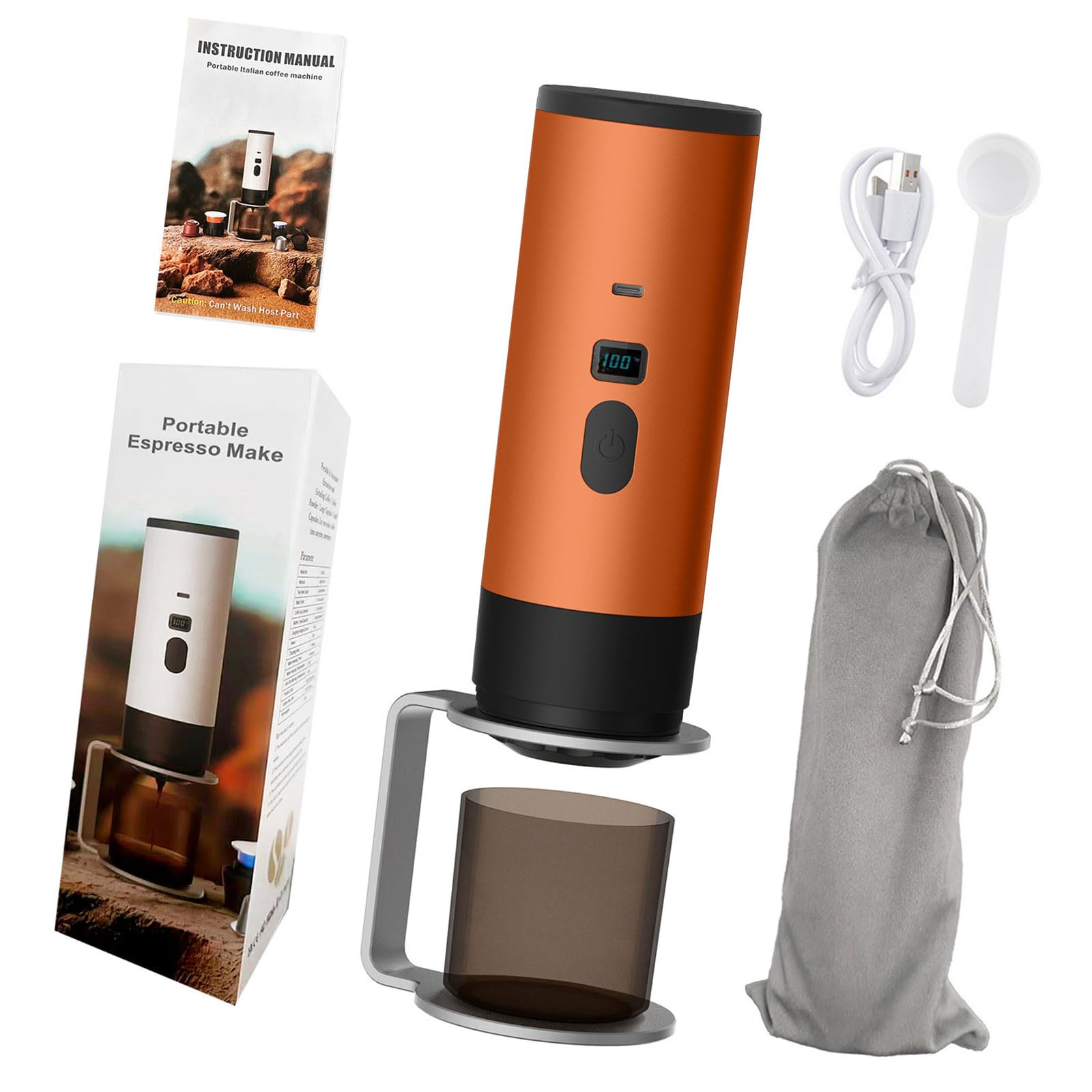 MALSSE Portable Electric Espresso Machine Auto Heating USB Rechargeable Compacts Capsuled Coffee Maker for Car Camping Travel Portable Capsuled Coffee Machine