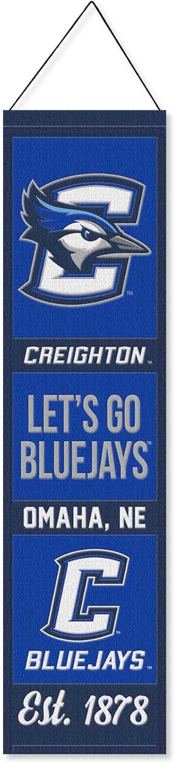WinCraft Creighton University Bluejays History 8x32 Inch Vertical Wool Embroidered Hanging Banner
