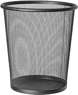 Pkge Metal Circular Bin Wastebasket Mesh Waste Rubbish Paper Trash Can Garbage Bucket For Bedroom, Bathroom, Home Offices (Black) -27cm x 23.5cm x 23.5cm
