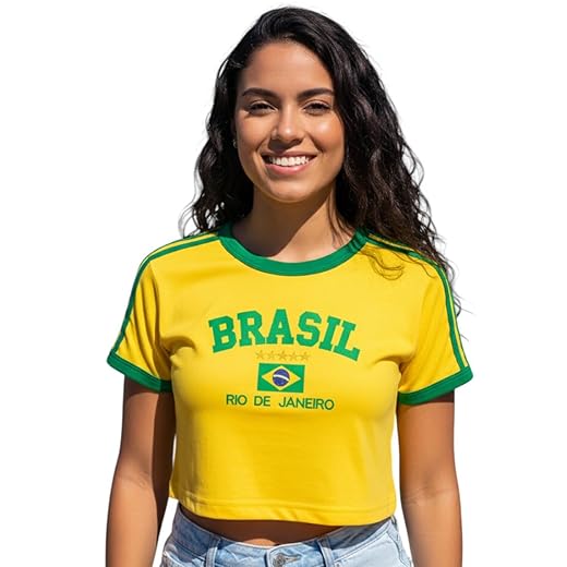 Cropped Do Brasil Bordado Feminino retrô