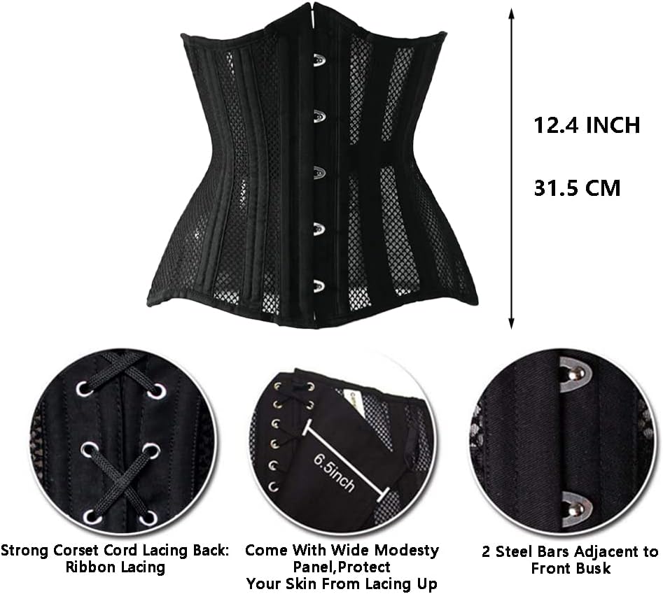 Women Heavy Spiral 26 Steel Boned Underbust Corset Satin Heavy Duty Waist Training Shaper Cincher - Image 4