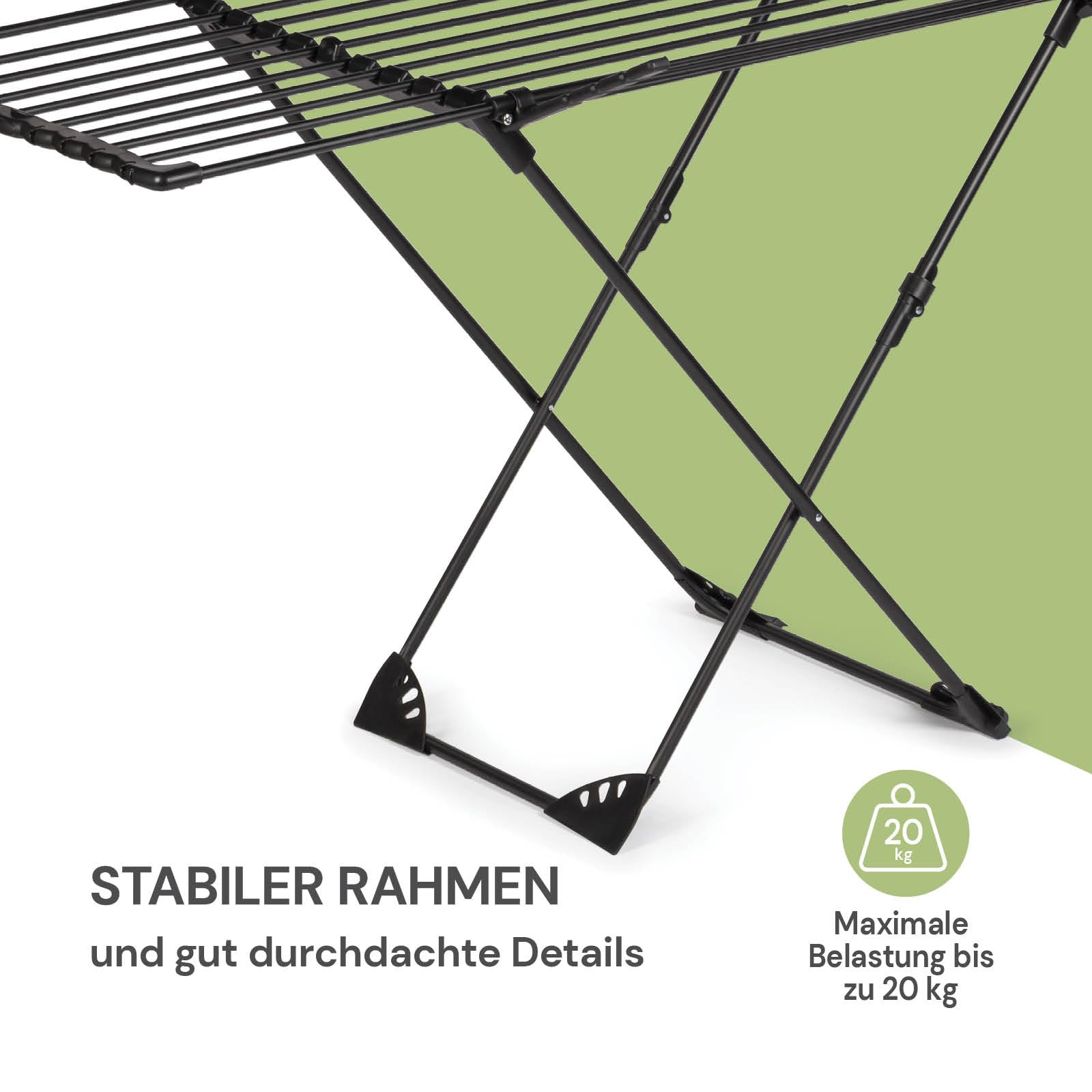 Vitapur Wäscheständer DryMax Wing, Ausziehbar Wäschetrockner, 2-Seitenflügel, XXL Plus Rack, Klappbar Standtrockner für Balkon, Robuster Waeschetrockner Ständer