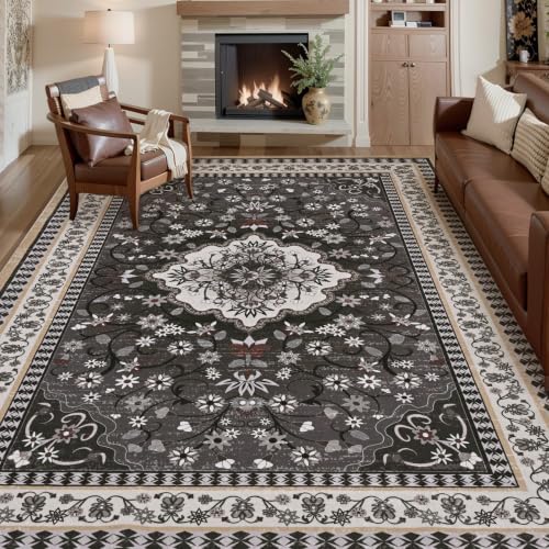 5' x 7' Bleum Cade Boho Washable Area Rug (Black) - image 1