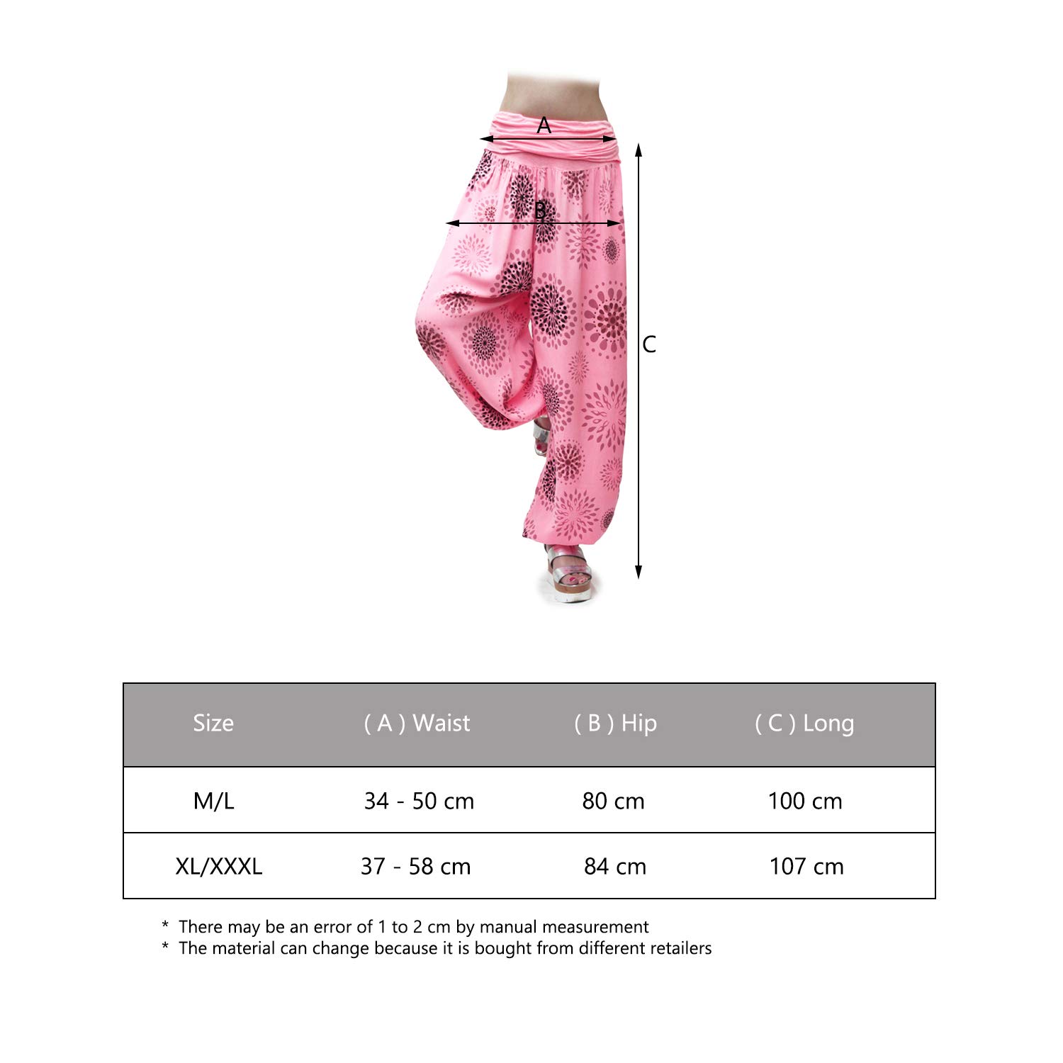 GLAMEXX24 Pantaloni Donna Harem Comodi Sciolto Leggeri Pantaloni Estivi Donna Leggeri Pantaloni con Tasche Freschi per Casa Tempo Libero e Sport Yoga Jogging Danza Pilates, M-L, XL-3XL