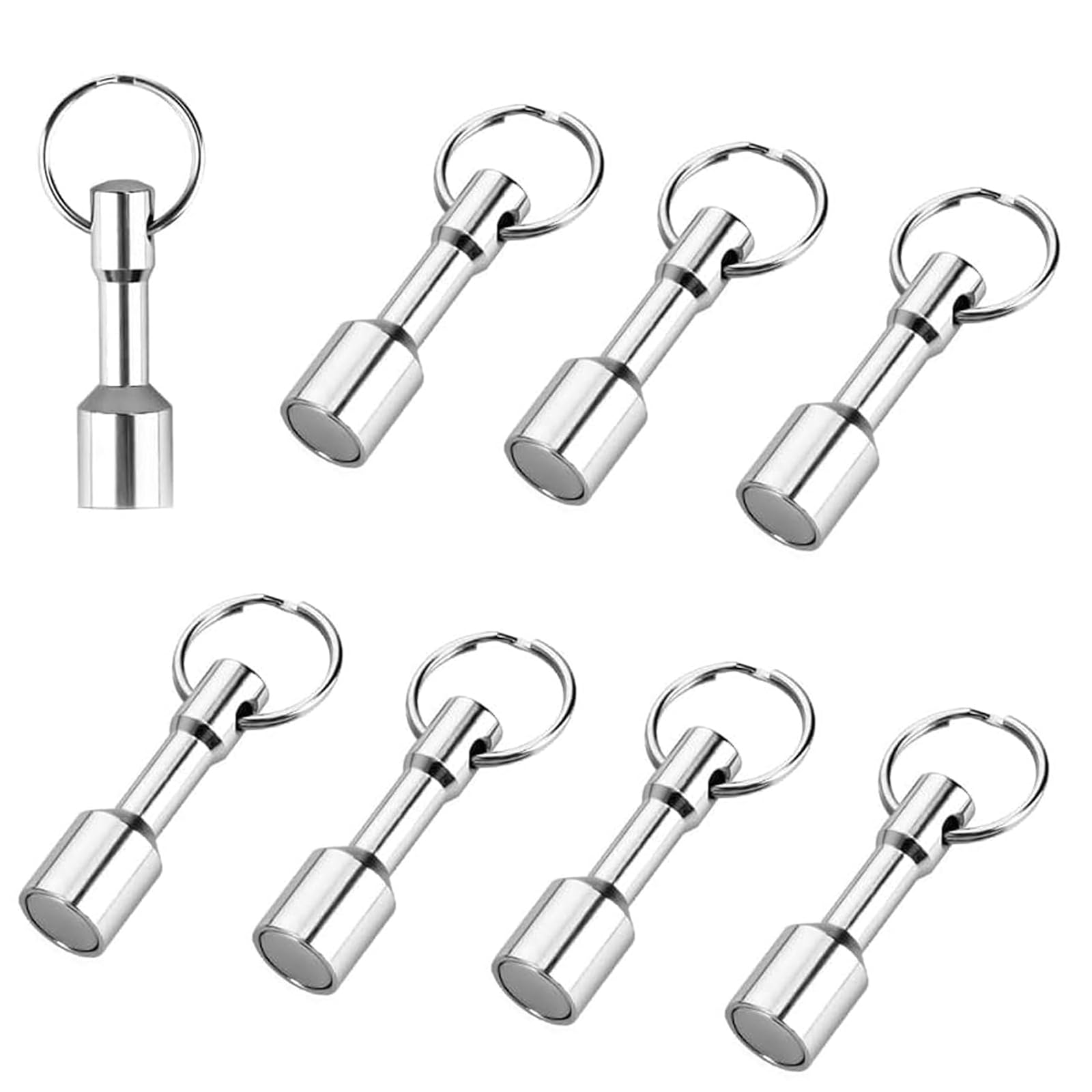 Mainiusi Ganchos Magnéticos para Llaves 8 unidades, Llavero Magnético con Anillo Dividido, Imán de Prueba de Joyería para Recicladores de Metal, Aficionados y Coleccionistas